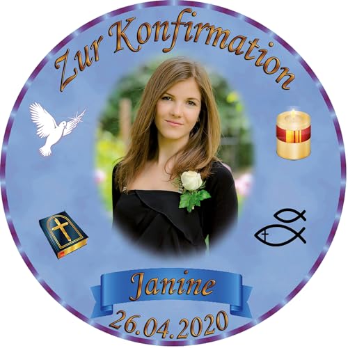 Tortenaufleger Fototorte Tortenbild zur Konfirmation rund 20 cm Durchmesser K3 von sales-world24