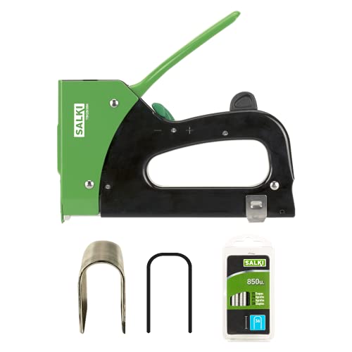 SALKI Pack Manuelles Wandheftgerät aus Metall - Werkzeug zum Heften von Kabeln TSK28/36M + Blister mit 850 Heftklammern 36/12 86700656PA Grün SALKI Pack Manuelles Wandheftgerät aus Metall - Werkzeug zum Heften von Kabeln TSK28/36M + Blister mit 850 Heftklammern 36/12 86700656PA Grün von salki