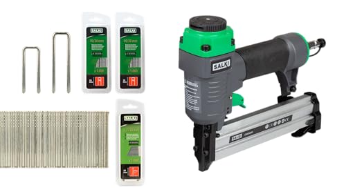 SALKI Set für Nagler/Heftgerät CSK BG90 + Heftklammer 90-30 mm + Brad AX 30 mm und Heftklammer 90-20 mm | Druckluftpistole und pneumatischer Hefter | Perfekt für Holzarbeiten, Tischlerei und SALKI Set für Nagler/Heftgerät CSK BG90 + Heftklammer 90-30 mm + Brad AX 30 mm und Heftklammer 90-20 mm | Druckluftpistole und pneumatischer Hefter | Perfekt für Holzarbeiten, Tischlerei und von salki