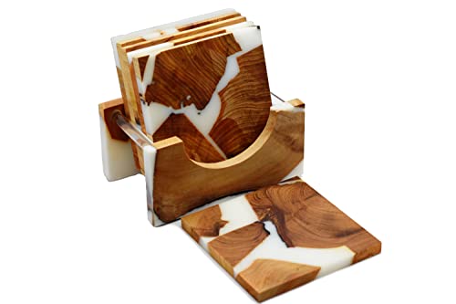 Saumo Untersetzer quadratisch für Gläser 6er Set Ink. Halter - Quadratische Design Glasuntersetzer für Getränke Tassen Bar Glas - Tischuntersetzer Holz/Epoxidharz Resin Dekoration Weihnachts Edition Saumo Untersetzer quadratisch für Gläser 6er Set Ink. Halter - Quadratische Design Glasuntersetzer für Getränke Tassen Bar Glas - Tischuntersetzer Holz/Epoxidharz Resin Dekoration Weihnachts Edition von Saumo