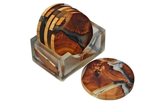 Saumo Untersetzer rund für Gläser 6er Set Ink. Halter - Design Glasuntersetzer für Getränke, Tassen, Bar, Glas - Runde Tischuntersetzer Echt - Holz/Epoxidharz Resin Dekoration Saumo Untersetzer rund für Gläser 6er Set Ink. Halter - Design Glasuntersetzer für Getränke, Tassen, Bar, Glas - Runde Tischuntersetzer Echt - Holz/Epoxidharz Resin Dekoration von Saumo