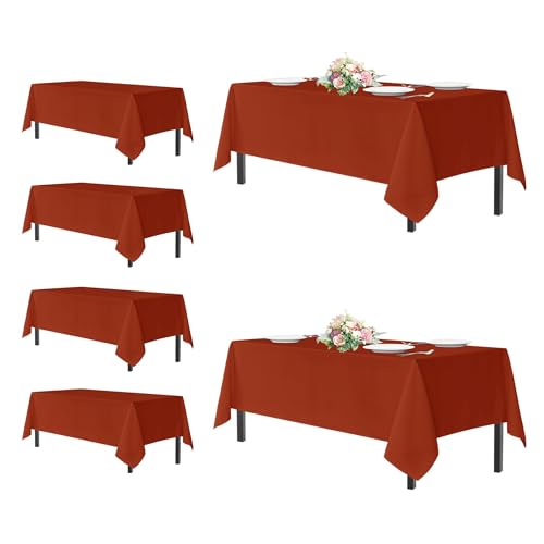 sancua Thanksgiving-Tischdecken für rechteckige Tische, 1,8 m, 6 Stück, waschbar, Polyester, für Urlaub, Party, Geburtstag, Bankett, Empfang, 137 x 274 cm, Rost von sancua
