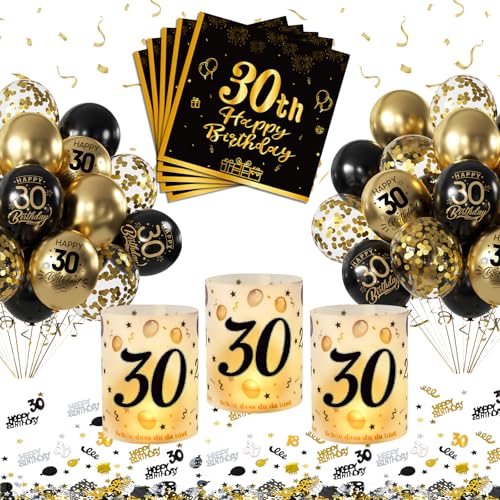 Sancuanyi 30 Geburtstag Deko Männer,30.Geburtstag Deko Frauen,30 Geburtstag Deko Schwarz Gold,30 Geburtstag Servietten Konfetti Windlicht Tischdeko Happy Birthday Schwarz Gold Luftballons Sancuanyi 30 Geburtstag Deko Männer,30.Geburtstag Deko Frauen,30 Geburtstag Deko Schwarz Gold,30 Geburtstag Servietten Konfetti Windlicht Tischdeko Happy Birthday Schwarz Gold Luftballons von sancuanyi