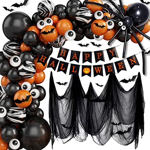 Halloween Party Deko, Halloween Spinnennetz Luftballons Deko Set, Halloween Luftballons Girlande mit Spinne Deko Happy Halloween Banner für Halloween Party Geburtstagsdeko Halloween Party Deko, Halloween Spinnennetz Luftballons Deko Set, Halloween Luftballons Girlande mit Spinne Deko Happy Halloween Banner für Halloween Party Geburtstagsdeko von sancuanyi