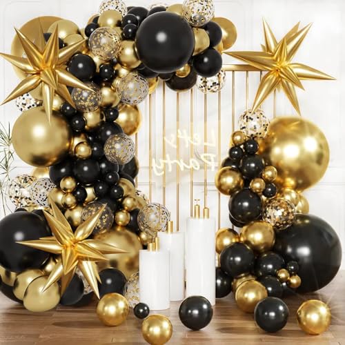 Sancuanyi Luftballon Girlande Schwarz Gold,Geburtstag Deko Schwarz Gold Luftballons Girlande Kit,Stern Folienballons,Starburst Luftballon,Casino Deko,Hochzeit,Neujahr Deko,Ruhestand Party Sancuanyi Luftballon Girlande Schwarz Gold,Geburtstag Deko Schwarz Gold Luftballons Girlande Kit,Stern Folienballons,Starburst Luftballon,Casino Deko,Hochzeit,Neujahr Deko,Ruhestand Party von sancuanyi