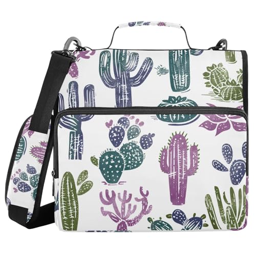 Aktenordner mit 3 Ringen, 3,8 cm, Retro-Stil, mit Griff, mehrere Taschen, Reißverschluss, Portfolio für die Mittelschule, Weiß Aktenordner mit 3 Ringen, 3,8 cm, Retro-Stil, mit Griff, mehrere Taschen, Reißverschluss, Portfolio für die Mittelschule, Weiß von sanluoli