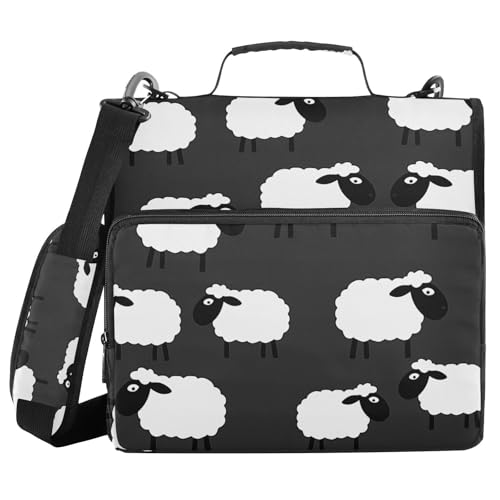Aktenordner mit 3 Ringen, 3,8 cm, mit Griff und abnehmbarem Schultergurt, mehrere Taschen, Schulbedarf, Organizer für Schule und Büro, Schwarz und Weiß Aktenordner mit 3 Ringen, 3,8 cm, mit Griff und abnehmbarem Schultergurt, mehrere Taschen, Schulbedarf, Organizer für Schule und Büro, Schwarz und Weiß von sanluoli