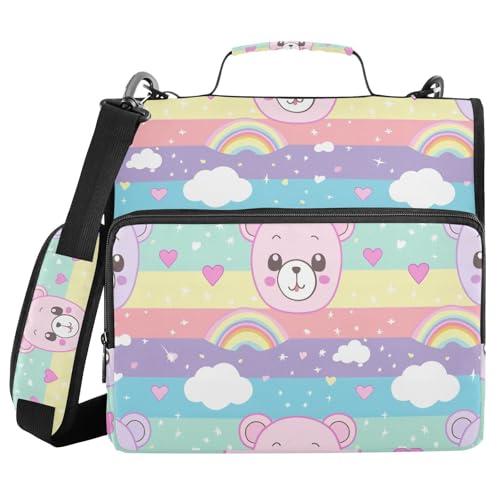 Bear Cartoon 3,8 cm Ringbuch mit extra Taschen mit Griff, Laege Kapazität, Schulbedarf, Organizer für Mittelschule Bear Cartoon 3,8 cm Ringbuch mit extra Taschen mit Griff, Laege Kapazität, Schulbedarf, Organizer für Mittelschule von sanluoli