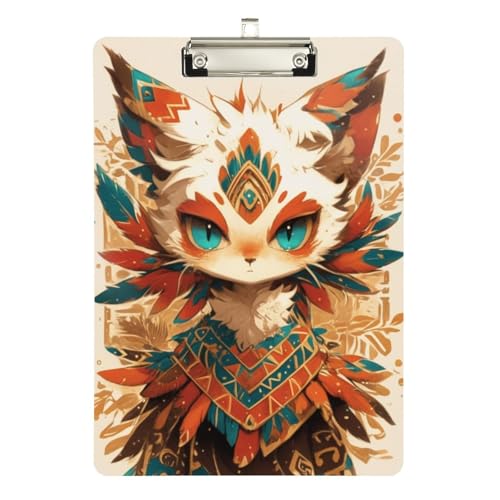 Boho-Katze mit Stammesmustern und Federn, Hartfaserplatten-Klemmbretter, Standard-Loch, für Schüler, Mädchen, Kinder, Lehrer, Klemmbrett, Größe 22,9 x 30,5 cm Boho-Katze mit Stammesmustern und Federn, Hartfaserplatten-Klemmbretter, Standard-Loch, für Schüler, Mädchen, Kinder, Lehrer, Klemmbrett, Größe 22,9 x 30,5 cm von sanluoli