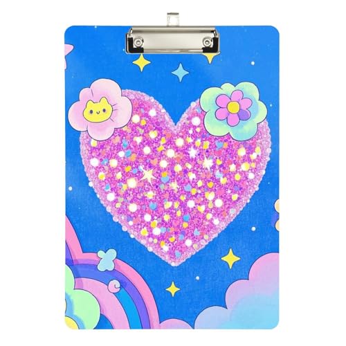 Cartoon-Klemmbrett, niedliches Paillettenherz, Standard-Loch, für Lehrer im ersten Jahr, Größe 22,9 x 30,5 cm Cartoon-Klemmbrett, niedliches Paillettenherz, Standard-Loch, für Lehrer im ersten Jahr, Größe 22,9 x 30,5 cm von sanluoli