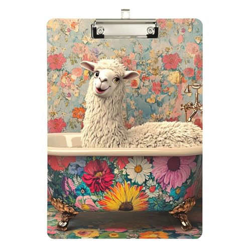 Cartoon-Llama-Badewanne, niedliches Klemmbrett, Standard-Loch, für Polizei, Büro, Krankenschwester, Fußball, Trainer, Größe 22,9 x 30,5 cm Cartoon-Llama-Badewanne, niedliches Klemmbrett, Standard-Loch, für Polizei, Büro, Krankenschwester, Fußball, Trainer, Größe 22,9 x 30,5 cm von sanluoli