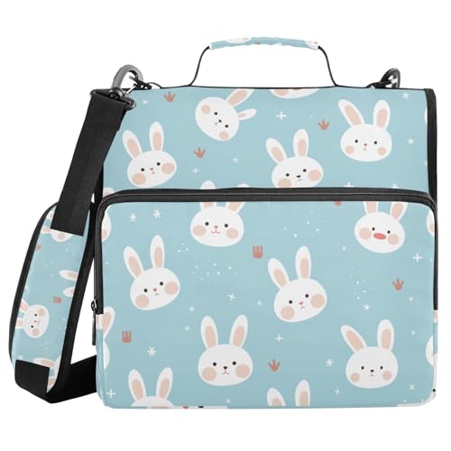Cute Bunnies Ringbuch mit 3 Ringen, Reißverschluss, Schultergurt und Griff, inklusive Reißverschlusstasche, Dokumentenmappe, Organizer für Mittelschüler, Blau, 3,8 cm Cute Bunnies Ringbuch mit 3 Ringen, Reißverschluss, Schultergurt und Griff, inklusive Reißverschlusstasche, Dokumentenmappe, Organizer für Mittelschüler, Blau, 3,8 cm von sanluoli