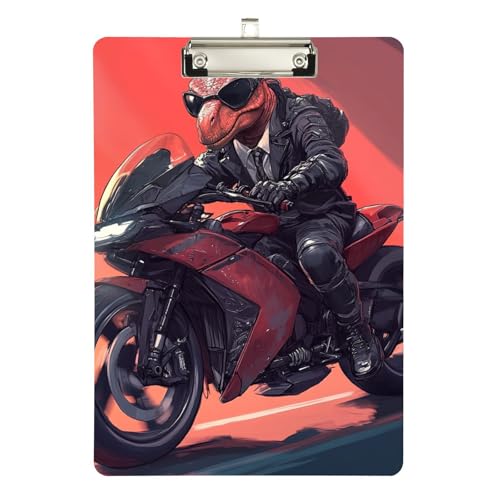 Dinosaurier-Motorrad-Klemmbrett, transparent, für Fußball, Softball, Coaching, Größe 22,9 x 30,5 cm Dinosaurier-Motorrad-Klemmbrett, transparent, für Fußball, Softball, Coaching, Größe 22,9 x 30,5 cm von sanluoli
