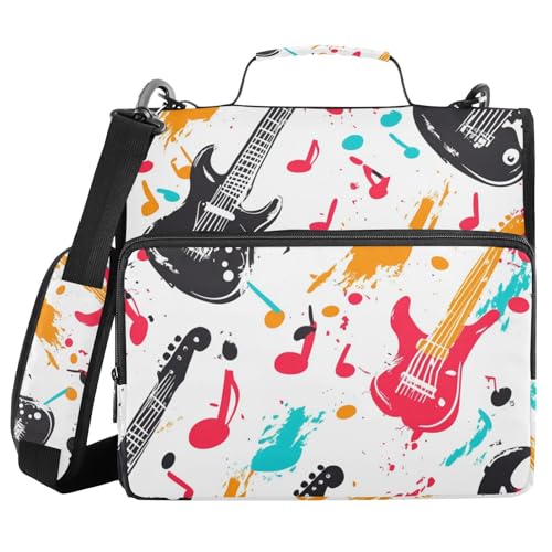 Dokumentenmappe mit 3 Ringen, Retro-Design, 3,8 cm, mit extra Taschen und Schultergurt, mehrere Taschen, geeignet für Mittelschule, Weiß Dokumentenmappe mit 3 Ringen, Retro-Design, 3,8 cm, mit extra Taschen und Schultergurt, mehrere Taschen, geeignet für Mittelschule, Weiß von sanluoli