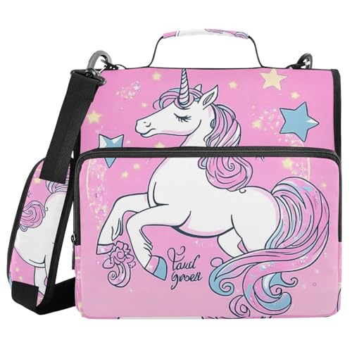 Dreamy Unicorns Magischer Organizer mit 3 Ringen und Reißverschluss, mit Griff und abnehmbarem Schultergurt, inklusive Reißverschlusstasche, Dokumentenmappe, Organizer für Büro, Schule Dreamy Unicorns Magischer Organizer mit 3 Ringen und Reißverschluss, mit Griff und abnehmbarem Schultergurt, inklusive Reißverschlusstasche, Dokumentenmappe, Organizer für Büro, Schule von sanluoli