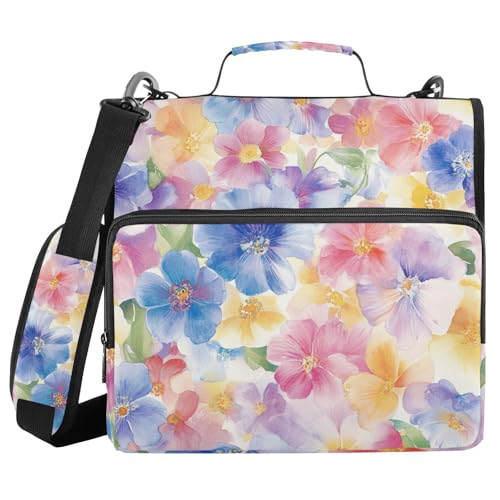 Dreamy Vivid Pastellfarbene Blumen, 3 Ringe, 3,8 cm, Reißverschluss mit Schultergurt, inklusive Reißverschlusstasche, Dokumentenmappe für die Mittelschule Dreamy Vivid Pastellfarbene Blumen, 3 Ringe, 3,8 cm, Reißverschluss mit Schultergurt, inklusive Reißverschlusstasche, Dokumentenmappe für die Mittelschule von sanluoli