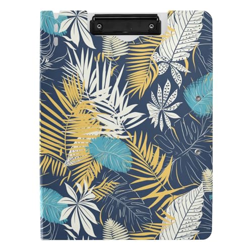Faltbare Klemmbretter Tropischer Stil Blätter Muster Gelb und Blau A4 Clipfolio Doppelte Metallclips Stifthalter Büro Klemmbrett mit Abdeckung Faltbare Klemmbretter Tropischer Stil Blätter Muster Gelb und Blau A4 Clipfolio Doppelte Metallclips Stifthalter Büro Klemmbrett mit Abdeckung von sanluoli