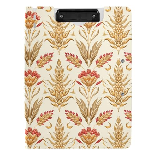 Faltbares Klemmbrett Kunst Weizen Design Gold Rot A4 Klemmbrett Binderfolio Doppelclips Stifthalter Still-Klemmbrett mit Abdeckung Faltbares Klemmbrett Kunst Weizen Design Gold Rot A4 Klemmbrett Binderfolio Doppelclips Stifthalter Still-Klemmbrett mit Abdeckung von sanluoli
