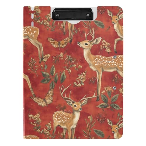 Faltbares Klemmbrett Sweet Sika Deer Red A4 Klemmbrett mit horizontaler und vertikaler Mappe Doppelclips für Krankenpflege mit Deckel Faltbares Klemmbrett Sweet Sika Deer Red A4 Klemmbrett mit horizontaler und vertikaler Mappe Doppelclips für Krankenpflege mit Deckel von sanluoli