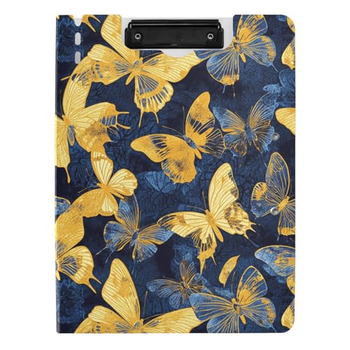 Faltbares Klemmbrett mit Aufbewahrung, Blau und Gold, Schmetterlings-Design, A4-Klemmbrett, Folio-Doppel-Clips, Stifthalter, Still-Clipboard mit Abdeckung Faltbares Klemmbrett mit Aufbewahrung, Blau und Gold, Schmetterlings-Design, A4-Klemmbrett, Folio-Doppel-Clips, Stifthalter, Still-Clipboard mit Abdeckung von sanluoli
