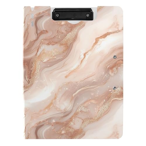 Gefaltetes Klemmbrett in Roségold mit unregelmäßiger Marmorstruktur, A4-Klemmbrett, Folio-Ordner, doppelte Metallklammern, Stifthalter, Still-Clipboard mit festem Einband Gefaltetes Klemmbrett in Roségold mit unregelmäßiger Marmorstruktur, A4-Klemmbrett, Folio-Ordner, doppelte Metallklammern, Stifthalter, Still-Clipboard mit festem Einband von sanluoli