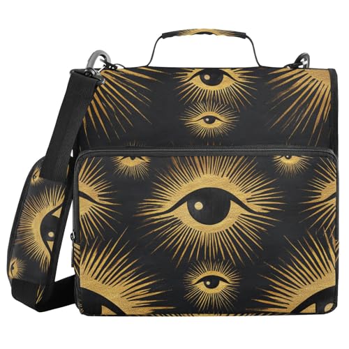 Geheimnisvolle Augen, 3,8 cm, 3 Ringe, mit Reißverschluss, Ordner mit Riemen, inklusive Reißverschlusstasche, Dokumentenmappe, Organizer für Mittelschüler, Schwarz und Gold Geheimnisvolle Augen, 3,8 cm, 3 Ringe, mit Reißverschluss, Ordner mit Riemen, inklusive Reißverschlusstasche, Dokumentenmappe, Organizer für Mittelschüler, Schwarz und Gold von sanluoli