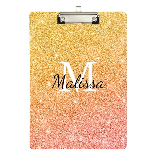 Individuelle horizontale Klemmbretter, transparent, für Klassenzimmer, für Lehrer, High School, Größe 22,9 x 30,5 cm, personalisiertes glitzerndes Muster von sanluoli