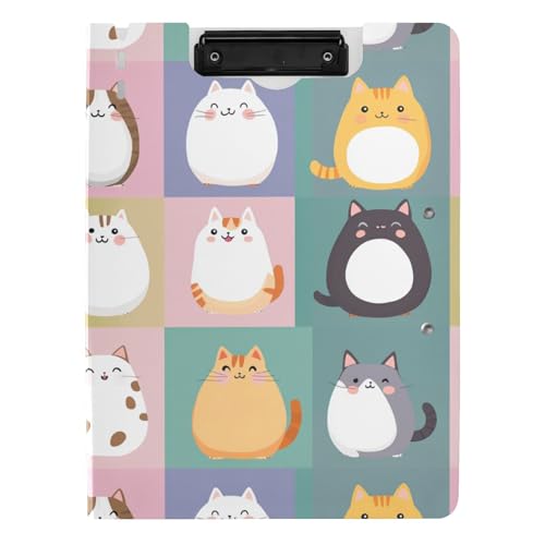 Klemmbrett, faltbar, niedliches Cartoon-Katzen-Karo, A4-Klemmbrett, Folio-Ordner, doppelte Metall-Clips, Stifthalter, Büro-Klemmbrett mit Abdeckung Klemmbrett, faltbar, niedliches Cartoon-Katzen-Karo, A4-Klemmbrett, Folio-Ordner, doppelte Metall-Clips, Stifthalter, Büro-Klemmbrett mit Abdeckung von sanluoli
