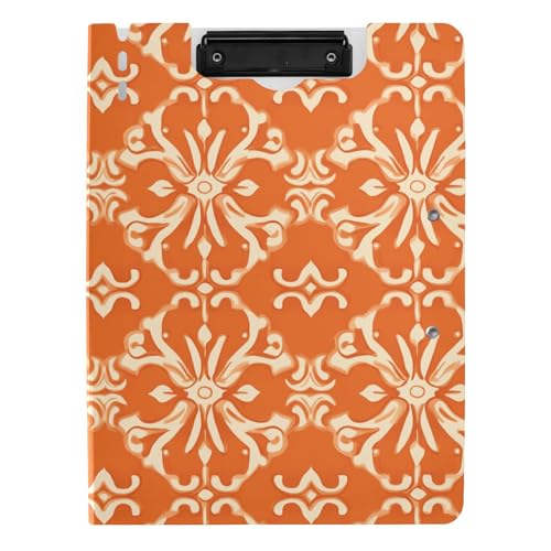 Klemmbrett Faltbar Orange Vintage Blume A4 Klemmbrett mit Padfolio Zwei Metallclips Stifthalter Still-Klemmbrett mit Abdeckung Klemmbrett Faltbar Orange Vintage Blume A4 Klemmbrett mit Padfolio Zwei Metallclips Stifthalter Still-Klemmbrett mit Abdeckung von sanluoli