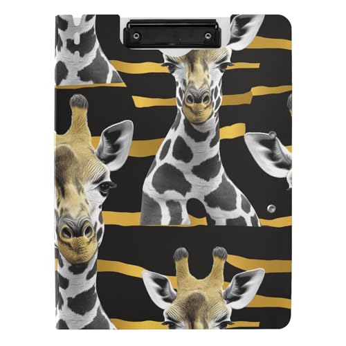 Klemmbrett Faltbares schwarzes und goldenes Giraffen-Klemmbrett A4 Klemmbrett Binderfolio Doppelclips Stifthalter Schule Klemmbrett mit Abdeckung Klemmbrett Faltbares schwarzes und goldenes Giraffen-Klemmbrett A4 Klemmbrett Binderfolio Doppelclips Stifthalter Schule Klemmbrett mit Abdeckung von sanluoli