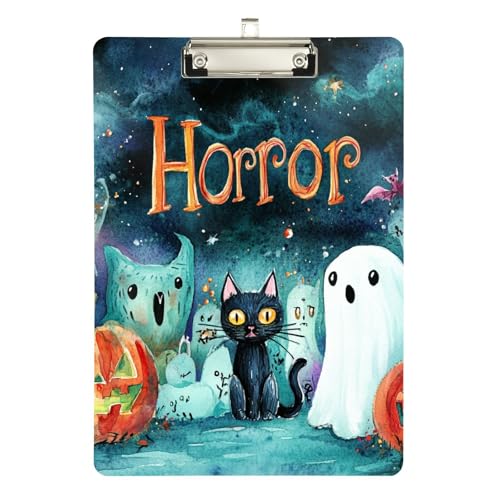 Klemmbrett für Halloween, Motiv: schwarze Katze, Mädchen, Standard-Loch, für Schüler, Mädchen, Kinder, Lehrer, Klemmbrett, Größe 22,9 x 30,5 cm Klemmbrett für Halloween, Motiv: schwarze Katze, Mädchen, Standard-Loch, für Schüler, Mädchen, Kinder, Lehrer, Klemmbrett, Größe 22,9 x 30,5 cm von sanluoli