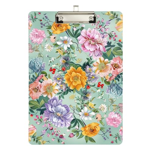Klemmbrett im Boho-Stil, Blumenmuster, Frühlingsfrisch, schmales Klemmbrett, Standardloch für personalisierte Klemmbretter für Lehrer, Größe 22,9 x 30,5 cm Klemmbrett im Boho-Stil, Blumenmuster, Frühlingsfrisch, schmales Klemmbrett, Standardloch für personalisierte Klemmbretter für Lehrer, Größe 22,9 x 30,5 cm von sanluoli