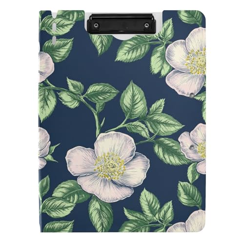 Klemmbrett mit Mappe, dunkelblaue Blume, Retro, A4, Klemmbrett, Folio, zwei Metall-Clips, Stifthalter, Still-Clipboard mit Abdeckung Klemmbrett mit Mappe, dunkelblaue Blume, Retro, A4, Klemmbrett, Folio, zwei Metall-Clips, Stifthalter, Still-Clipboard mit Abdeckung von sanluoli
