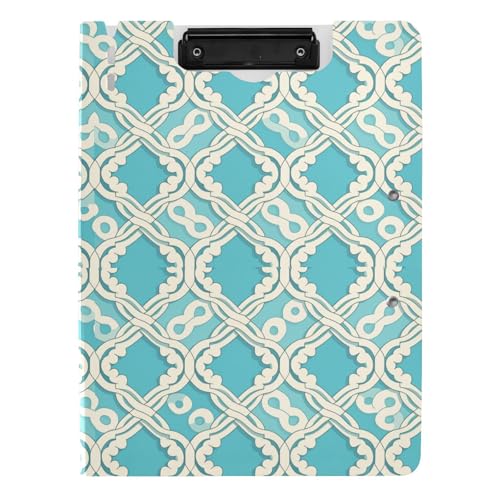 Klemmbrett mit Mappe, flach, geometrisches Muster, Schnörkelmuster, Seeblau, A4, Clipfolio, doppelte Metallklammern, Stifthalter, Büro, Klemmbrett mit Abdeckung Klemmbrett mit Mappe, flach, geometrisches Muster, Schnörkelmuster, Seeblau, A4, Clipfolio, doppelte Metallklammern, Stifthalter, Büro, Klemmbrett mit Abdeckung von sanluoli