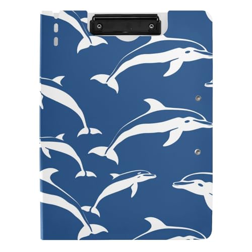 Klemmbrett mit Ordner Delfin-Silhouetten Blau und Weiß A4 Klemmbrett mit Binder Zwei Metallklammern Stifthalter Still-Klemmbrett mit Hardcover Klemmbrett mit Ordner Delfin-Silhouetten Blau und Weiß A4 Klemmbrett mit Binder Zwei Metallklammern Stifthalter Still-Klemmbrett mit Hardcover von sanluoli