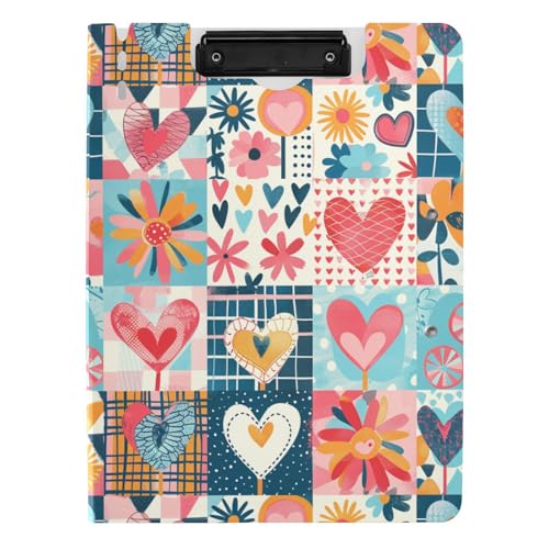 Klemmbrett mit buntem Patch, Arbeitsherzen, A4-Klemmbrett mit Ordner, doppelte Metall-Clips, Stifthalter, Still-Clipboard mit Abdeckung Klemmbrett mit buntem Patch, Arbeitsherzen, A4-Klemmbrett mit Ordner, doppelte Metall-Clips, Stifthalter, Still-Clipboard mit Abdeckung von sanluoli