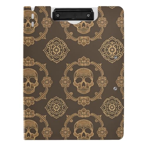 Klemmbrett mit chinesischem Muster, Totenkopf, Braun, A4, Clipboard, Doppelklammern, Stifthalter, Still-Clipboard mit Abdeckung Klemmbrett mit chinesischem Muster, Totenkopf, Braun, A4, Clipboard, Doppelklammern, Stifthalter, Still-Clipboard mit Abdeckung von sanluoli