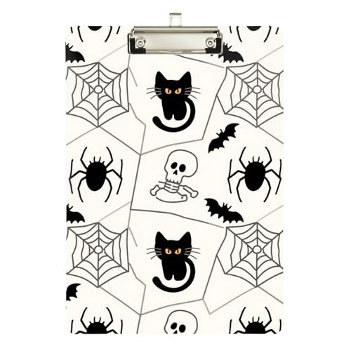 Klemmbrett zum Aufhängen, Motiv: schwarzer Katzenschädel, Standard-Loch, für personalisierte Lehrer-Notizen, 9 x 12 cm Klemmbrett zum Aufhängen, Motiv: schwarzer Katzenschädel, Standard-Loch, für personalisierte Lehrer-Notizen, 9 x 12 cm von sanluoli