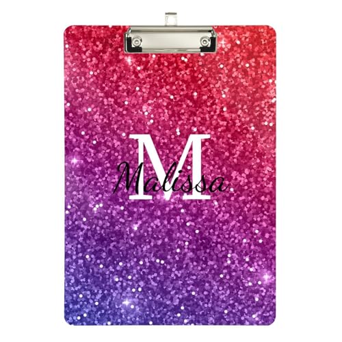 Maßgeschneidertes Klemmbrett, bedrucktes Standardloch für Klassenzimmerbedarf für Lehrer, Grundgröße, 22,9 x 30,5 cm, personalisiertes glitzerndes Muster von sanluoli