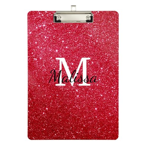 Maßgeschneidertes Klemmbrett für Strafverfolgung, transparent, für Klassenzimmer, Zubehör für Lehrer, Grundgröße, 22,9 x 30,5 cm, personalisiertes glitzerndes Muster von sanluoli