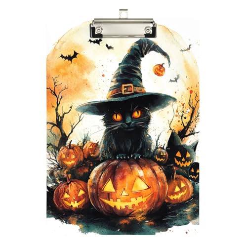 Mini-Klemmbrett mit Horror-Halloween-Katze, Standard-Loch, für Lehrer im ersten Jahr, Größe 22,9 x 30,5 cm Mini-Klemmbrett mit Horror-Halloween-Katze, Standard-Loch, für Lehrer im ersten Jahr, Größe 22,9 x 30,5 cm von sanluoli