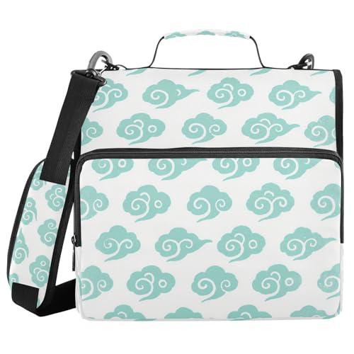 Mintgrünes chinesisches verheißungsvolles Wolkenmuster, 3 Ringe, Reißverschluss, Organizer mit Schultergurt, mehrere Taschen, Dokumentenmappe, Organizer, geeignet für Mittelschule Mintgrünes chinesisches verheißungsvolles Wolkenmuster, 3 Ringe, Reißverschluss, Organizer mit Schultergurt, mehrere Taschen, Dokumentenmappe, Organizer, geeignet für Mittelschule von sanluoli