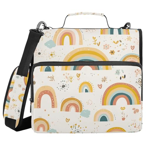 Niedliches Cartoon-Regenbögen, 3,8 cm, 3-Ringbuch mit extra Taschen mit Schultergurt und Griff, mehrere Taschen, Schulbedarf, Organizer, geeignet für Mittelschule Niedliches Cartoon-Regenbögen, 3,8 cm, 3-Ringbuch mit extra Taschen mit Schultergurt und Griff, mehrere Taschen, Schulbedarf, Organizer, geeignet für Mittelschule von sanluoli