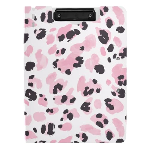 Notizmappe mit Aufbewahrung Angeln Leopard Druck A4 Notizen Ordner Zwei Clips aus Metall Stifthalter Büro Clip Board mit Deckel von sanluoli