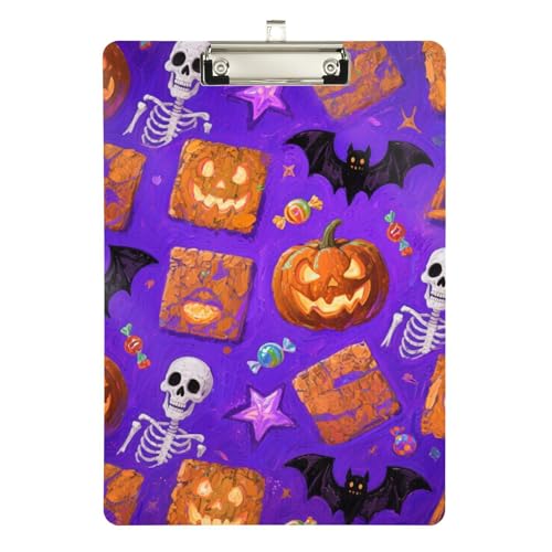 Orange Evil Halloween Skelett Klemmbrett Notizblock Acryl niedlich für Polizei, Büro, Krankenschwester, Fußballtrainer, Größe 22,9 x 30,5 cm Orange Evil Halloween Skelett Klemmbrett Notizblock Acryl niedlich für Polizei, Büro, Krankenschwester, Fußballtrainer, Größe 22,9 x 30,5 cm von sanluoli
