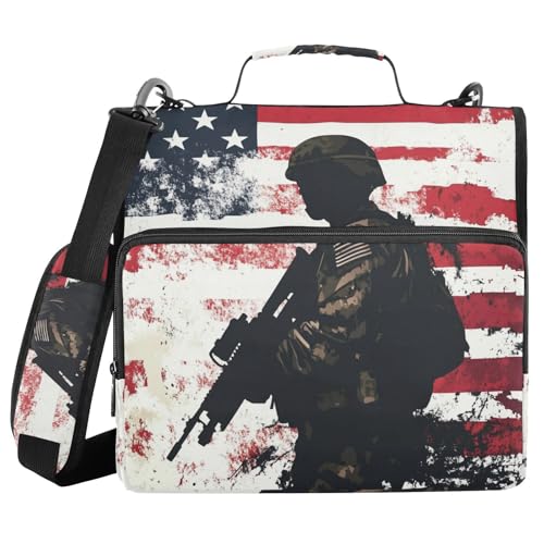Ordner mit amerikanischer Flagge, 3,8 cm, 3 Ringe, Ordner-Organizer mit Riemen, mehrere Taschen, Dokumentenmappe, Organizer für Mittelschule Ordner mit amerikanischer Flagge, 3,8 cm, 3 Ringe, Ordner-Organizer mit Riemen, mehrere Taschen, Dokumentenmappe, Organizer für Mittelschule von sanluoli