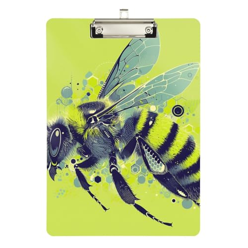 Pop Art Klemmbretter, Biene, Limettengrün, Standard-Loch, für Krankenpfleger, Studenten, Handel, Größe 22,9 x 30,5 cm von sanluoli