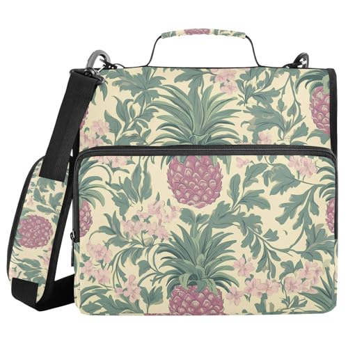 Ringbuch-Organizer mit 3 Ringen, Retro-Design, Ananas und Blume, 3,8 cm, mit Schultergurt und Griff, wasserdicht, Schulordner für Mittelschüler Ringbuch-Organizer mit 3 Ringen, Retro-Design, Ananas und Blume, 3,8 cm, mit Schultergurt und Griff, wasserdicht, Schulordner für Mittelschüler von sanluoli