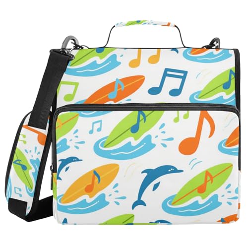 Ringbuch für die Schule mit Musiknoten, 3 Ringe, 3,8 cm, Reißverschluss, mit Griff, Kapazität für die Schule Ringbuch für die Schule mit Musiknoten, 3 Ringe, 3,8 cm, Reißverschluss, mit Griff, Kapazität für die Schule von sanluoli