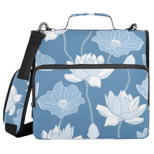 Ringbuch mit 3 Ringen, mit extra Taschen mit Schultergurt und Griff, 3,8 cm, Puderblau, Portfolio-Organizer für Mittelschüler Ringbuch mit 3 Ringen, mit extra Taschen mit Schultergurt und Griff, 3,8 cm, Puderblau, Portfolio-Organizer für Mittelschüler von sanluoli